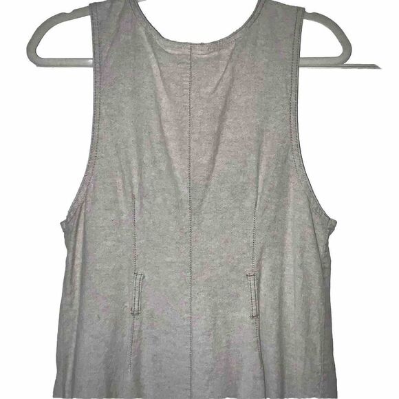 VTG MIDI Denim? Tank Dress Size 10 Tan Beige Button Down Cotton Made In USA 90s* - Picture 9 of 13